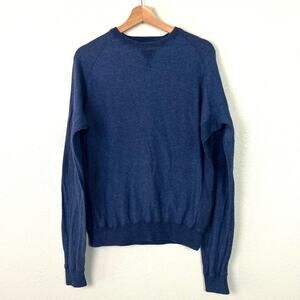 Faherty Brand Men's Blue Cashmere Cotton Blend Raglan Crewneck Pullover Large